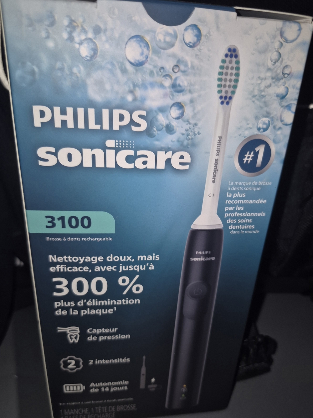Philips Sonicare 3100 Electric Toothbrush - Black/Blue Brush Head